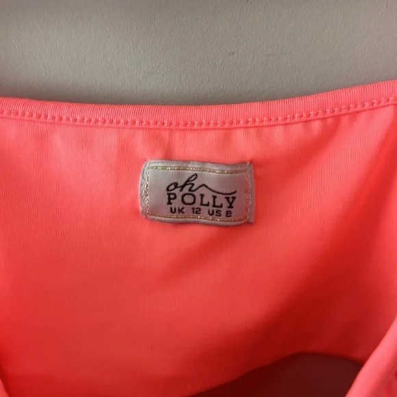 Oh Polly Coral Spaghetti Strap Crop Top - Picture 3 of 6